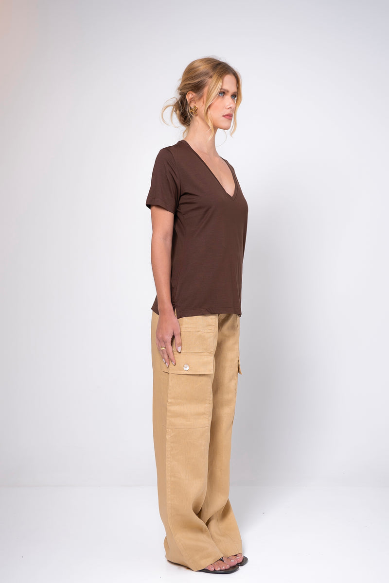 camiseta gola v modal